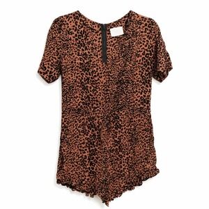THE PEOPLE Vs Leopard Print Romper Women Size Small Short Sleeve